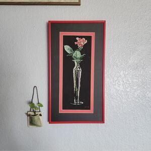 "A Single Rose" Framed Cross Stitch Sunset Designs 1990's